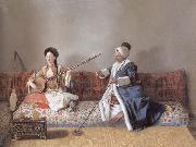 Jean-Etienne Liotard Portrait of M.Levett and of Mlle Glavany Seated on a Sofa Sweden oil painting artist